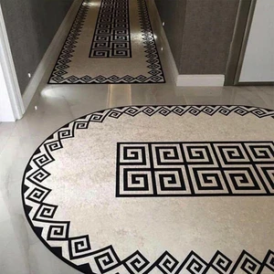 Kaymaz Taban Yıkanabilir Oval Geometrik Desenli Dijital Baskılı Halı