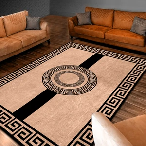 Kaymaz Taban Yıkanabilir Geometrik Renkli Mühür Desenli Dijital Baskı Halı