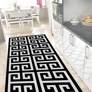 Kaymaz Taban Yıkanabilir Bulmaca Puntolu Labirent Desenli Dijital Baskılı Halı