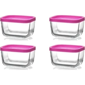 4'lü Saklama Kabı Pembe Kapak