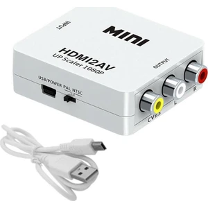 HDMI To Av Mini Switch Full Hd HDMI Rca Composit Görüntü Çevirici Dönüştürücü - Beyaz