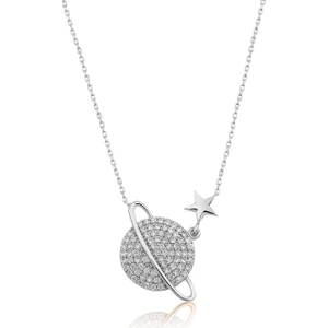 Papatya Silver Nano Zirkon Taşlı Gümüş Gezegen Kolye