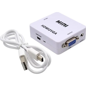 HDMI To VGA Mini Switch Full Hd HDMI VGA Görüntü Çevirici Dönüştürücü HDMI2VGA - Beyaz