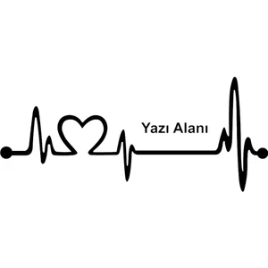 Kalp Nabız Atışı  Araba Sticker 30 x 13 cm