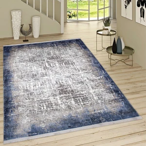 Halı Klasik 1738 Vizon-Mavi 80x150 cm Spor Saçaklı Halı