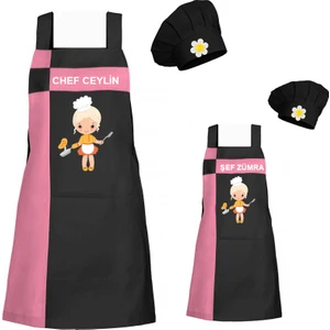 Medusa Forma Kişiye Özel Nakışlı Anne Kız Önlük Takım Analı Kızlı Mutfak Önlüğü Chef Şef Önlük Kombinleri