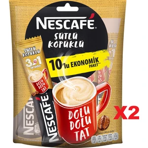 3'ü 1 Arada Sütlü Köpüklü 10 x 17,4 gr 2 Paket