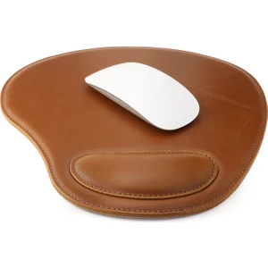 Ot220 Oval Deri Bilek Destekli Mouse Pad - Taba