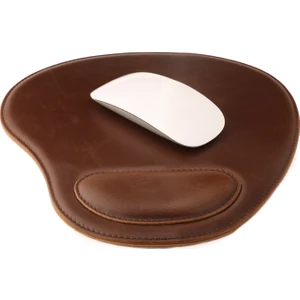 Ot219 Oval Deri Bilek Destekli Mouse Pad - Kahverengi