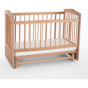 Ahşap Organik Dört Tekerlekli Beşik Anne Yanı Beşik 3 Kademeli Lüx Bebek Beşiği 60 x 120 cm ve Soft Fermuarlı Terletmez Kumaşlı Yatak