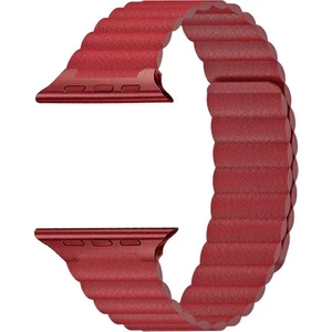 Coverzone Apple Watch Uyumlu Kayış 42 mm Deri Kırmızı Loop