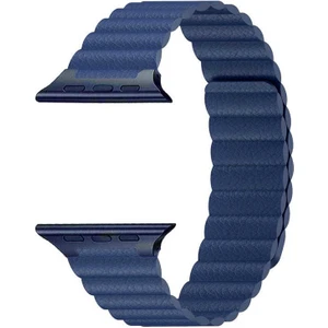 Coverzone Apple Watch Uyumlu Kayış 42 mm Deri Lacivert Loop
