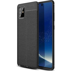 Coverzone Samsung Galaxy S10 Lite Kılıf Niss Silikon Deri Görünümlü Niss Siyah