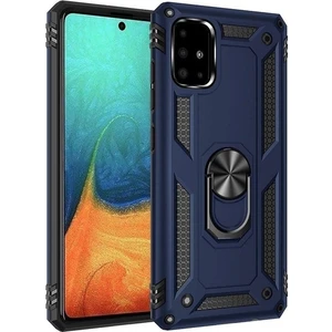 Tekno grup Samsung Galaxy A51 Kılıf Çift Katmanlı Yüzüklü Manyetik Vega Kapak Lacivert