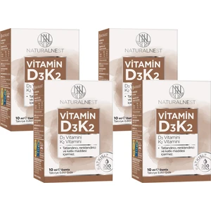 Vitamin D3 K2 Damla 10 ml Takviye Edici Gıda 4 Kutu