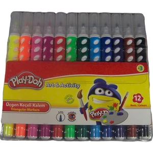 Playdoh 12 Renk Üçgen Keçeli Kalem Pvc Kutu Ke019