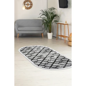 Diji Dekor Otto Gri Oval Saçaklı Halı Battaniye Yüzey Yıkanabilir Antibakteriyel Antistatik 100 x 800 cm