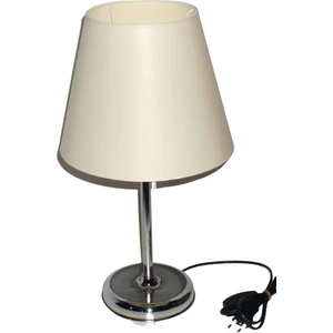 Krem Abajur Metal Krom Ayaklı