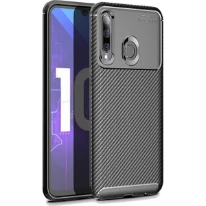 Tekno Grup Honor 20 Lite Kılıf Karbon Desenli Lux Negro Silikon + Tam Kaplayan 5D Cam Ekran Koruyucu Siyah