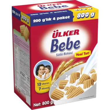 Ülker Bebek Bisküvisi 800 gr - 0-6 Ay Arası Bebekler İçin, 12 Vitamin ve 7 Mineral İçeren Besleyici Formül ürün görseli