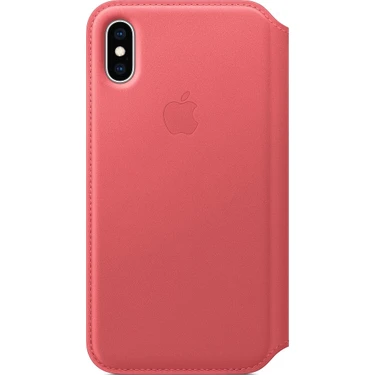 Apple iPhone XS Deri Folyo Kılıf Yavruağzı -