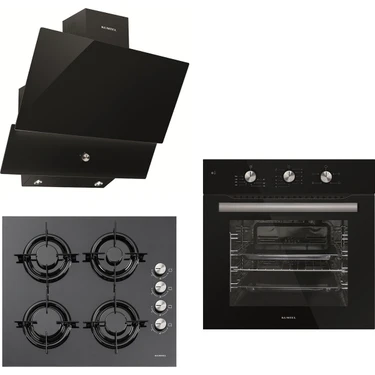 Kumtel Black Argento Button 3'lü Cam Ankastre