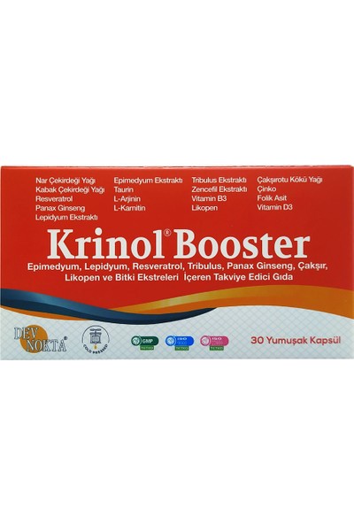 Krinol Booster - Epimedyum, Lepidyum, Resveratrol ve Likopen - 30 Kapsül - 1 Kutu