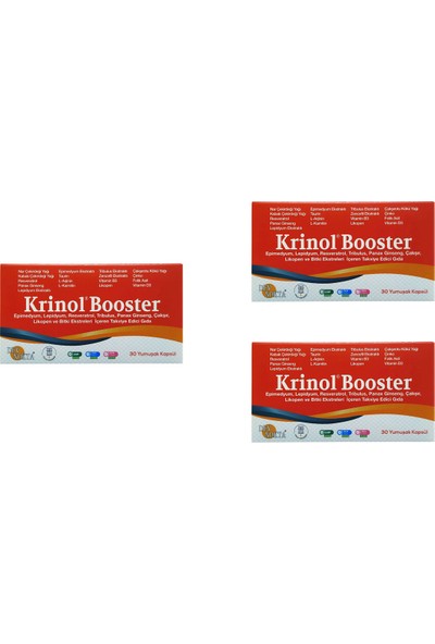 Krinol Booster - Epimedyum, Lepidyum, Resveratrol ve Likopen - 30 Kapsül - 3 Kutu