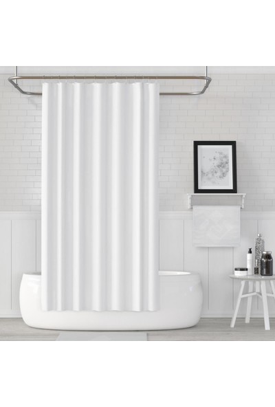 Prado Banyo Duş Perdesi Beyaz 180 x 200 cm + Askı