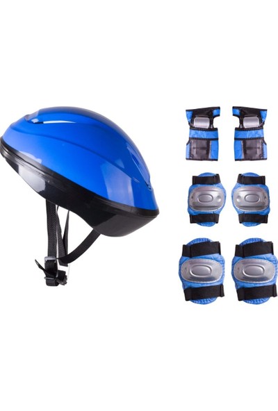 Furkan Toy F-Sports Kask Dizlik Dirseklik Koruyucu Set Mavi