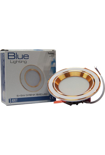 Blue Light Blue Lighting 5+5W 3 Farklı Işık Renkli Smd Altın LED Spot
