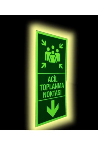 PassPano Pvc Fosforlu Sticker ACİL TOPLANMA NOKTASI 11,5 x 25 cm