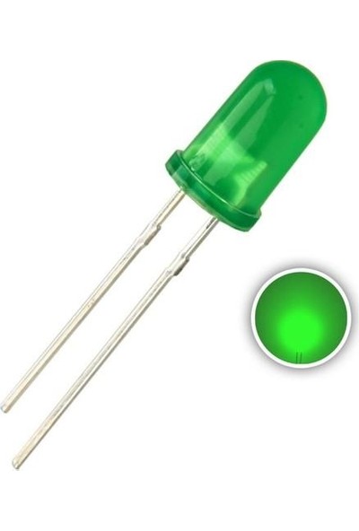 Komponentci 5mm Led Yeşil Diyot Diffused 10 Adet