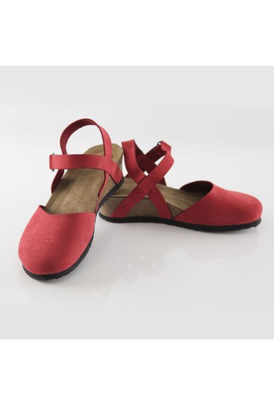 ART'iz Perge Kırmızı Platform Sandalet