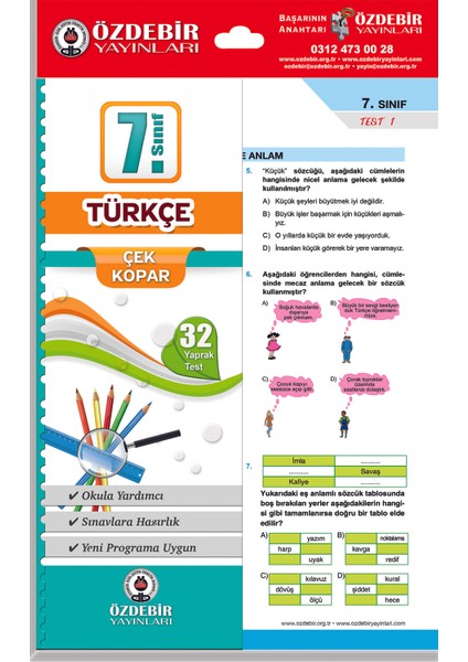 7.Sınıf Türkçe Çek Kopar Yaprak Test