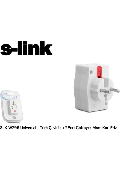 Slx-W796 Universal - Türk Çevirici + 2 Port Çoklayıcı Akım Kor. Priz