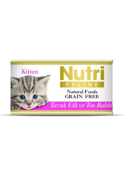 Nutri Feline Tavuk ve Ton Balıklı Kıyılmış Yavru Kedi Konservesi 85 gr x 6 Adet