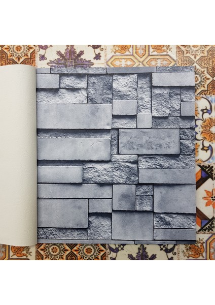 Taş Desenli 3 Boyutlu 13253 Duvar Kağıdı (5m²) - Tutkal Hediyeli