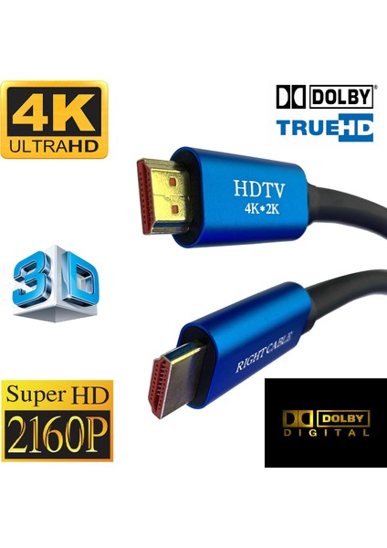 Triline 4K Ultra Hd 3D 60Hz 2160P Altın Kaplama Kablo - 15 Metre