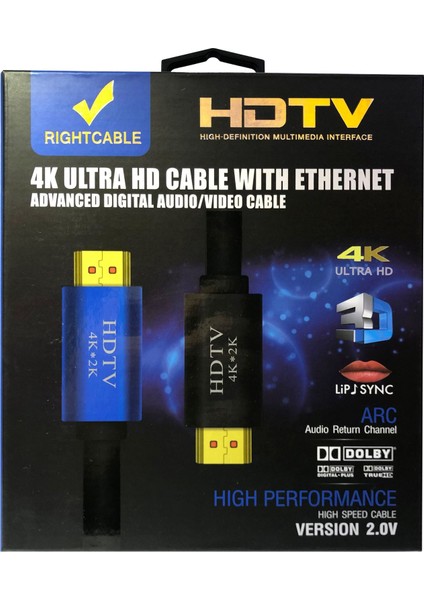 Triline 4K Ultra Hd 3D 60Hz 2160P Altın Kaplama Kablo - 15 Metre