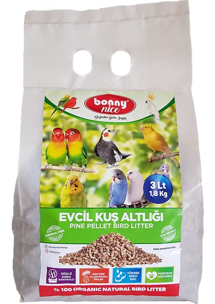 Çam Pelet Evcil Kuş Altlığı 1.8 kg 3 l x 3 Paket