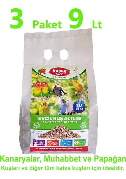 Çam Pelet Evcil Kuş Altlığı 1.8 kg 3 l x 3 Paket