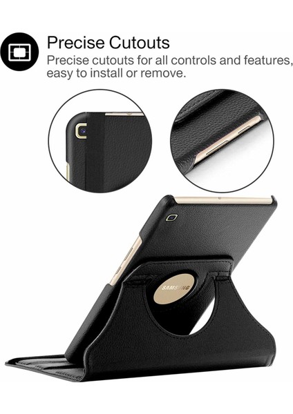 Samsung Galaxy Tab A 8" 2019 T290 Kılıf 360 Rotating Stand Deri Siyah modelleri