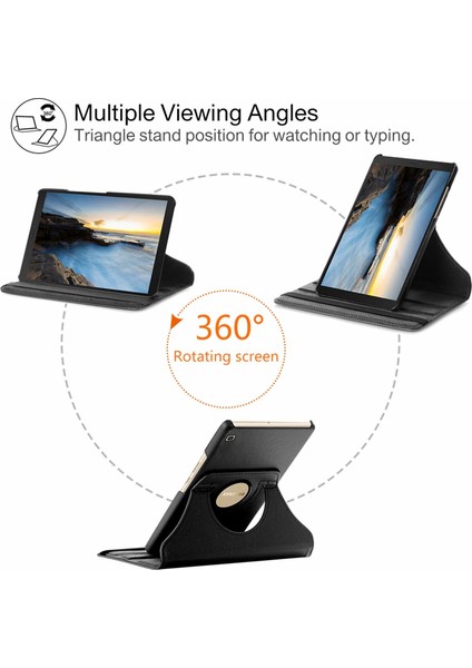 Samsung Galaxy Tab A 8" 2019 T290 Kılıf 360 Rotating Stand Deri Siyah fırsatları