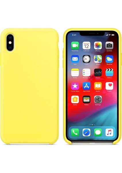 Apple iPhone X/XS Tam Koruma Silikon Kılıf - Sarı