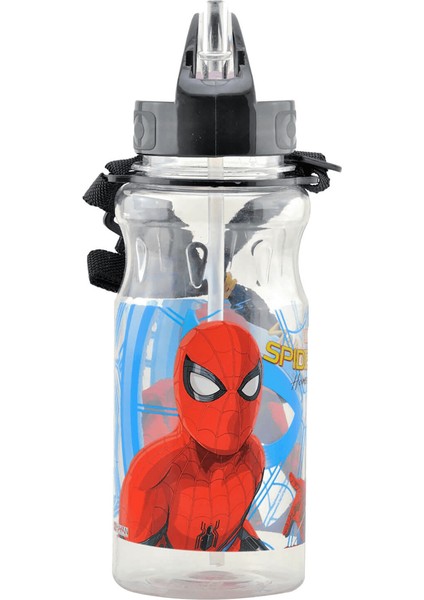 Spiderman 500 ml Şeffaf Kırılmaz Matara - 78778 Pratik Kapak