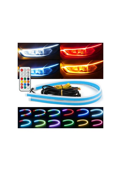 RGB Far Kaşı Gündüz Ledi Audi Stil Kayar Sinyalli Flexible Neon fiyatları