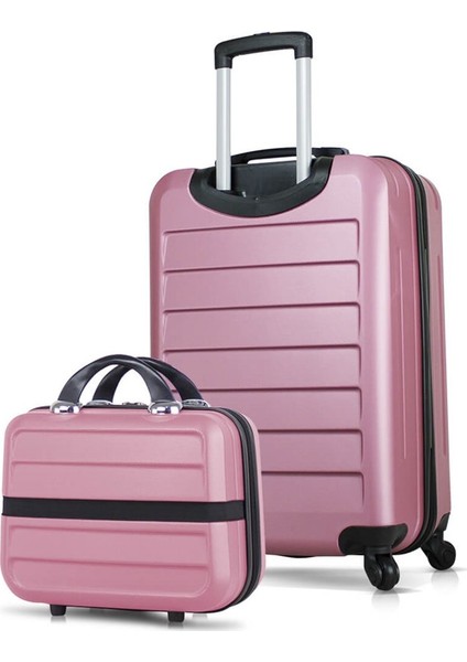 Ruby Abs 2'li Valiz Seti Makyaj + Kabin Boy Rose Gold