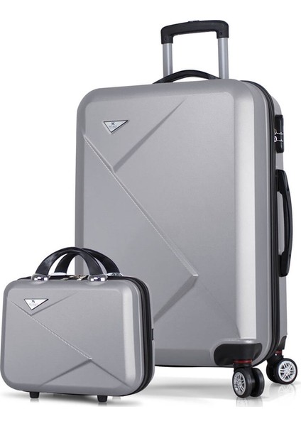 Diamond Abs 2'Li Valiz Seti Makyaj + Orta Boy Gri