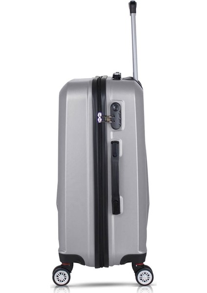 Diamond Abs 2'Li Valiz Seti Makyaj + Orta Boy Gri modelleri